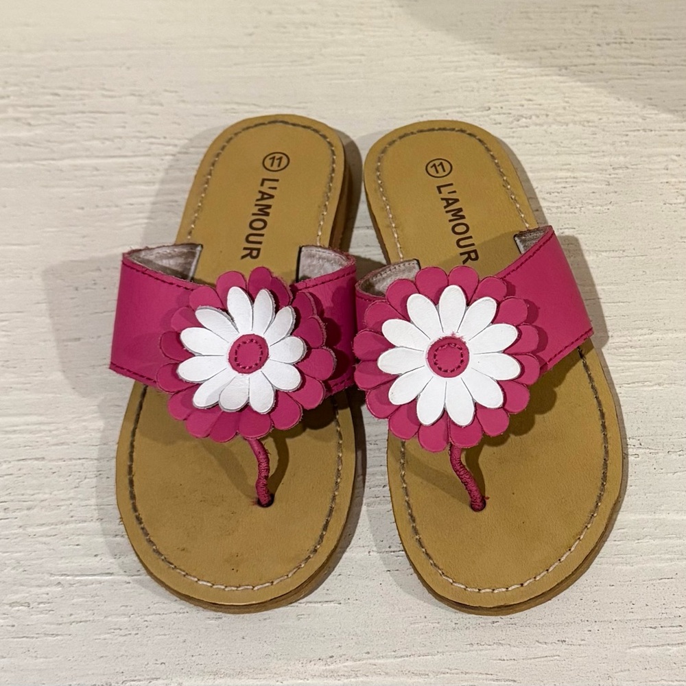 L'Amour Pink and White Kids Sandals